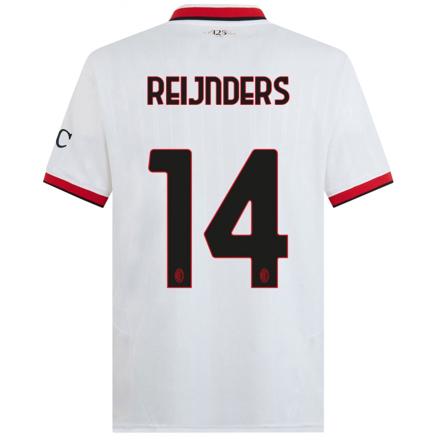 Kinderen Tijjani Reijnders #14 Wit Zwart Rood Uitshirt Uittenue 2024/25 T-Shirt