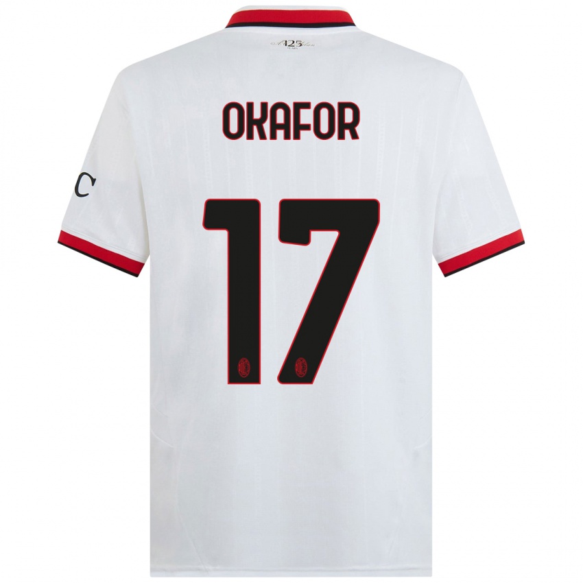 Kinderen Noah Okafor #17 Wit Zwart Rood Uitshirt Uittenue 2024/25 T-Shirt