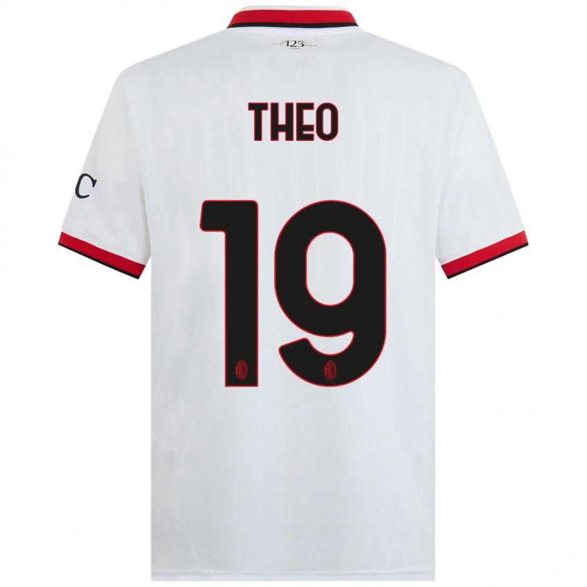 Kinderen Theo Hernandez #19 Wit Zwart Rood Uitshirt Uittenue 2024/25 T-Shirt