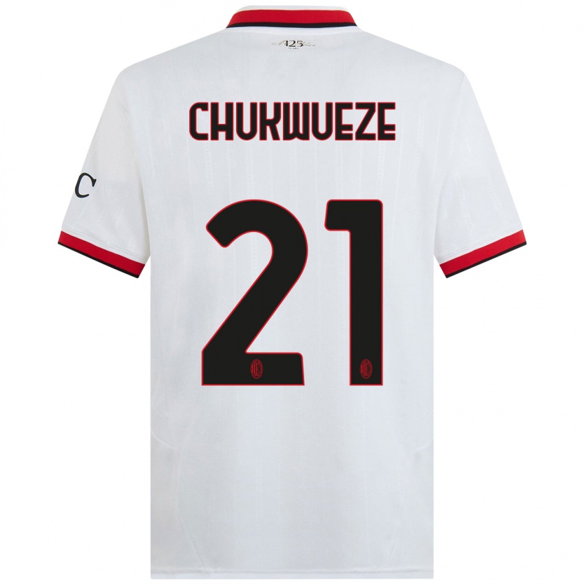 Kinderen Samuel Chukwueze #21 Wit Zwart Rood Uitshirt Uittenue 2024/25 T-Shirt