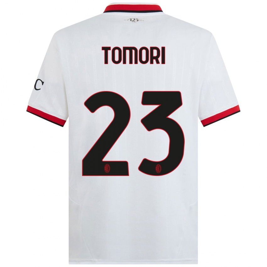 Kinderen Fikayo Tomori #23 Wit Zwart Rood Uitshirt Uittenue 2024/25 T-Shirt