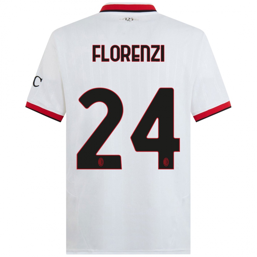 Kinderen Alessandro Florenzi #24 Wit Zwart Rood Uitshirt Uittenue 2024/25 T-Shirt