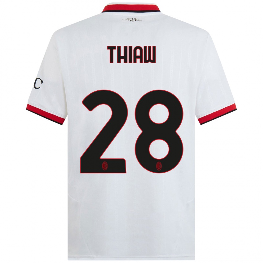 Kinderen Malick Thiaw #28 Wit Zwart Rood Uitshirt Uittenue 2024/25 T-Shirt