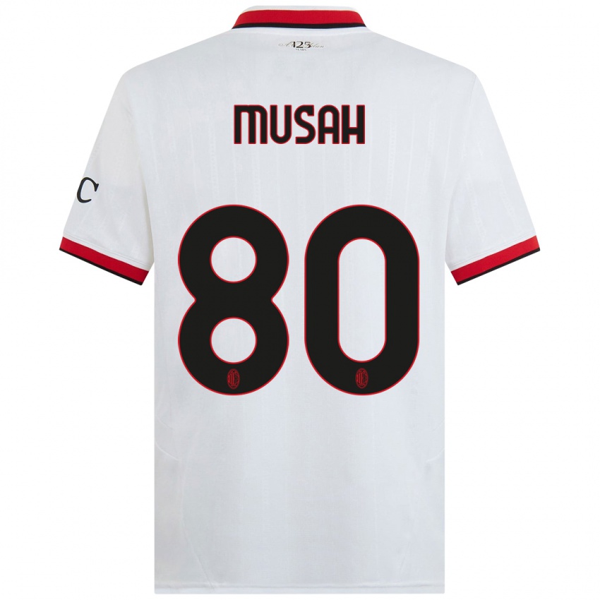 Kinderen Yunus Musah #80 Wit Zwart Rood Uitshirt Uittenue 2024/25 T-Shirt