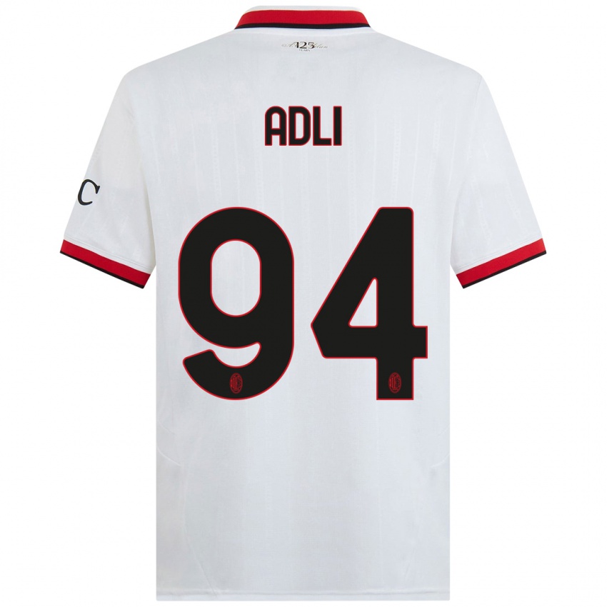 Kinderen Yacine Adli #94 Wit Zwart Rood Uitshirt Uittenue 2024/25 T-Shirt