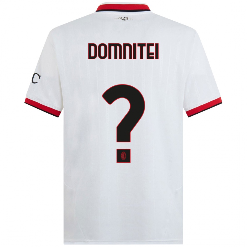 Kinderen Francesco Domniței #0 Wit Zwart Rood Uitshirt Uittenue 2024/25 T-Shirt