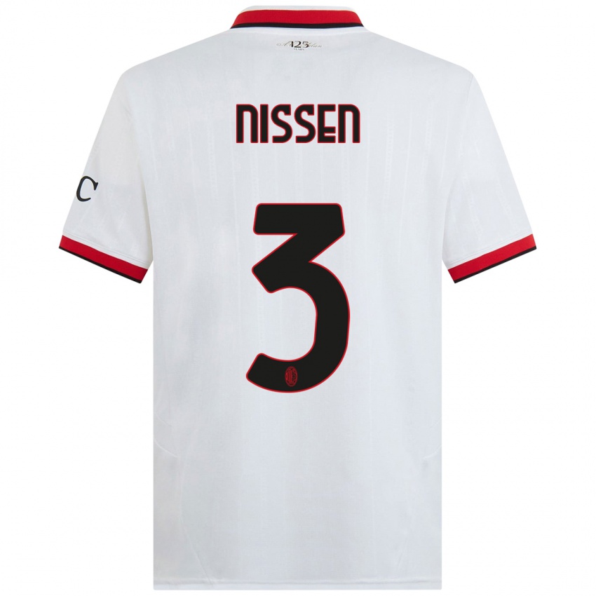 Kinderen Fredrik Nissen #3 Wit Zwart Rood Uitshirt Uittenue 2024/25 T-Shirt