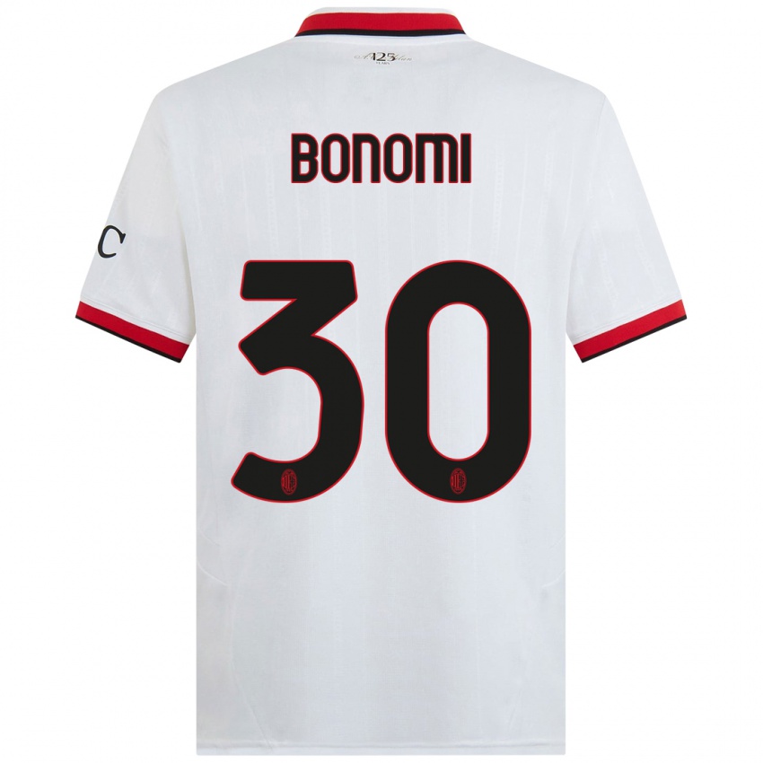 Kinderen Alessandro Bonomi #30 Wit Zwart Rood Uitshirt Uittenue 2024/25 T-Shirt