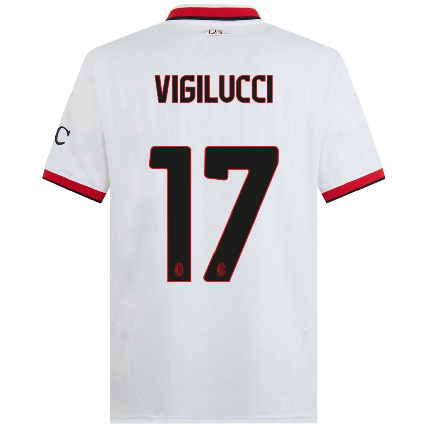 Kinderen Valery Vigilucci #17 Wit Zwart Rood Uitshirt Uittenue 2024/25 T-Shirt