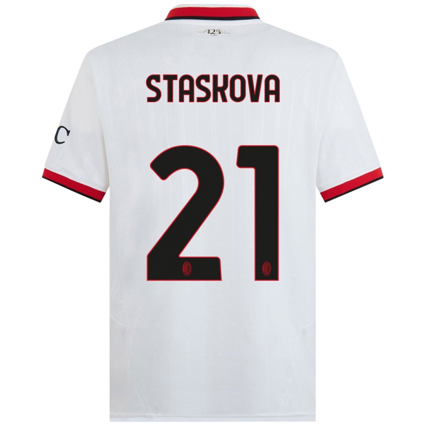 Kinderen Andrea Stašková #21 Wit Zwart Rood Uitshirt Uittenue 2024/25 T-Shirt