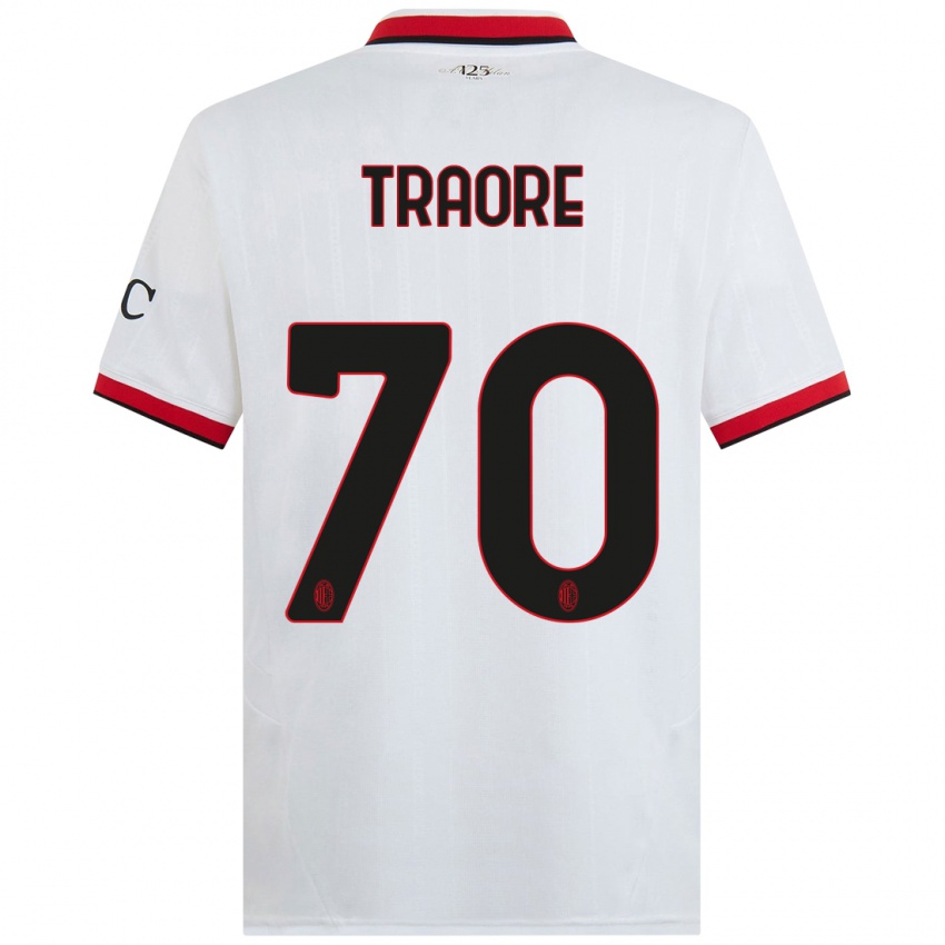 Kinderen Chaka Traore #70 Wit Zwart Rood Uitshirt Uittenue 2024/25 T-Shirt