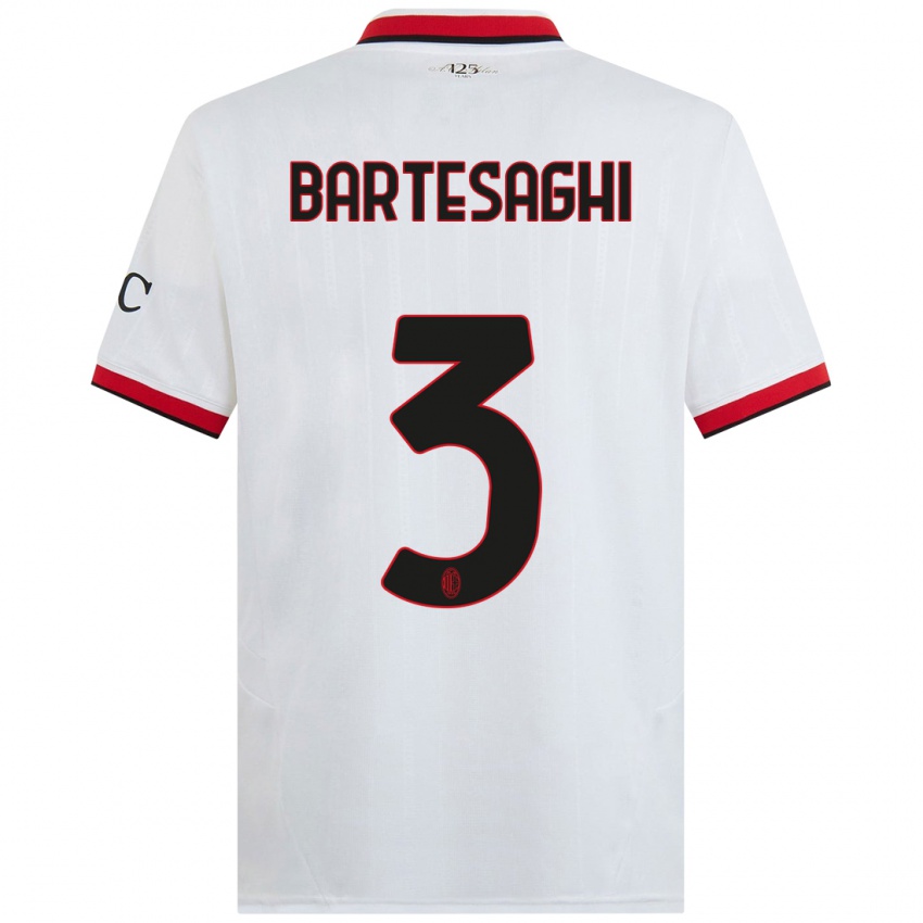 Kinderen Davide Bartesaghi #3 Wit Zwart Rood Uitshirt Uittenue 2024/25 T-Shirt