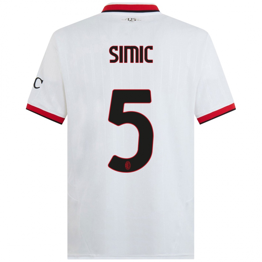 Kinderen Jan-Carlo Simic #5 Wit Zwart Rood Uitshirt Uittenue 2024/25 T-Shirt