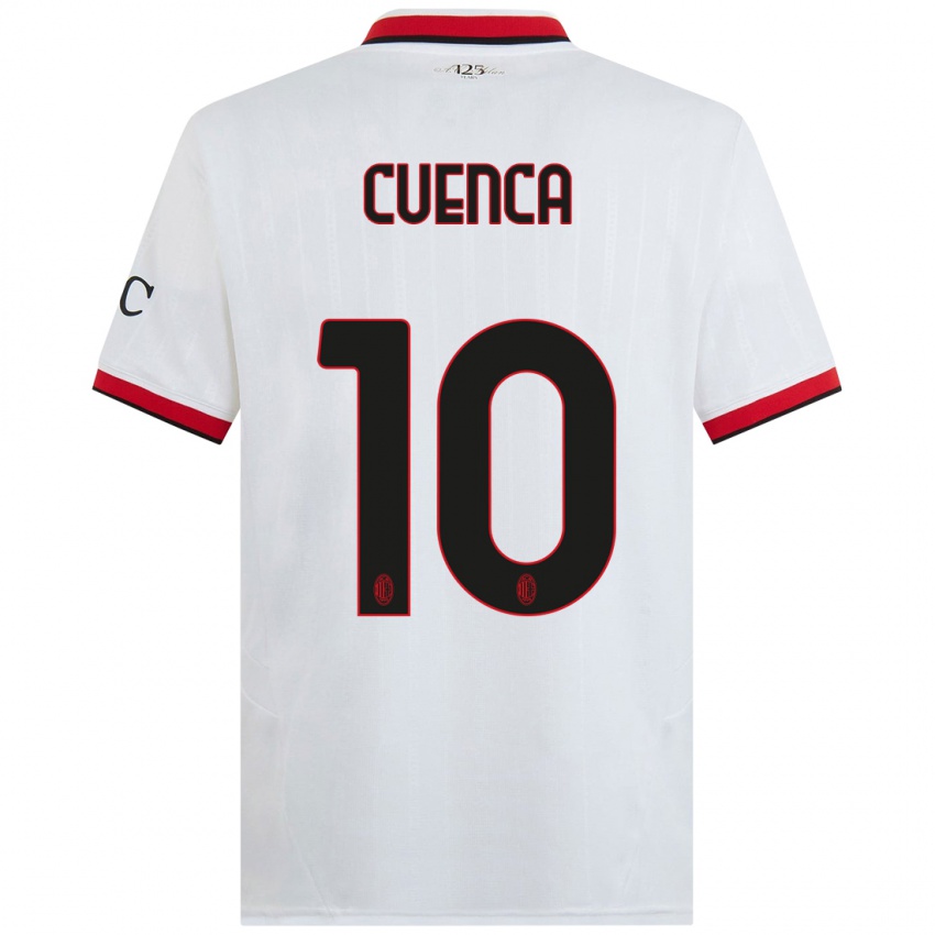 Kinderen Hugo Cuenca #10 Wit Zwart Rood Uitshirt Uittenue 2024/25 T-Shirt