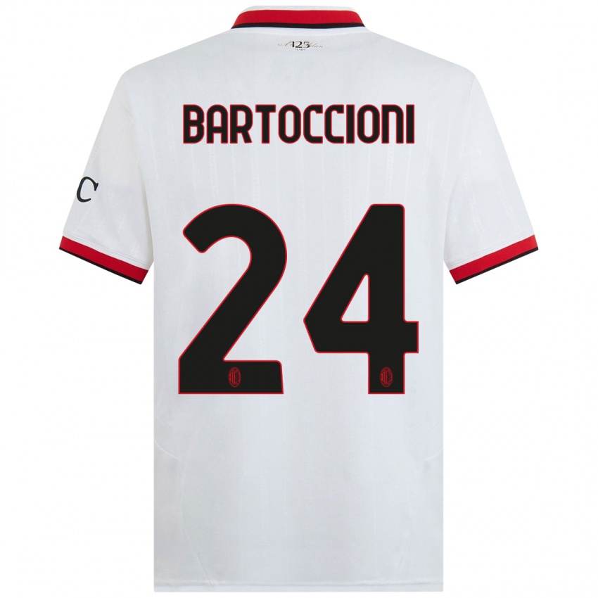 Kinderen Andrea Bartoccioni #24 Wit Zwart Rood Uitshirt Uittenue 2024/25 T-Shirt