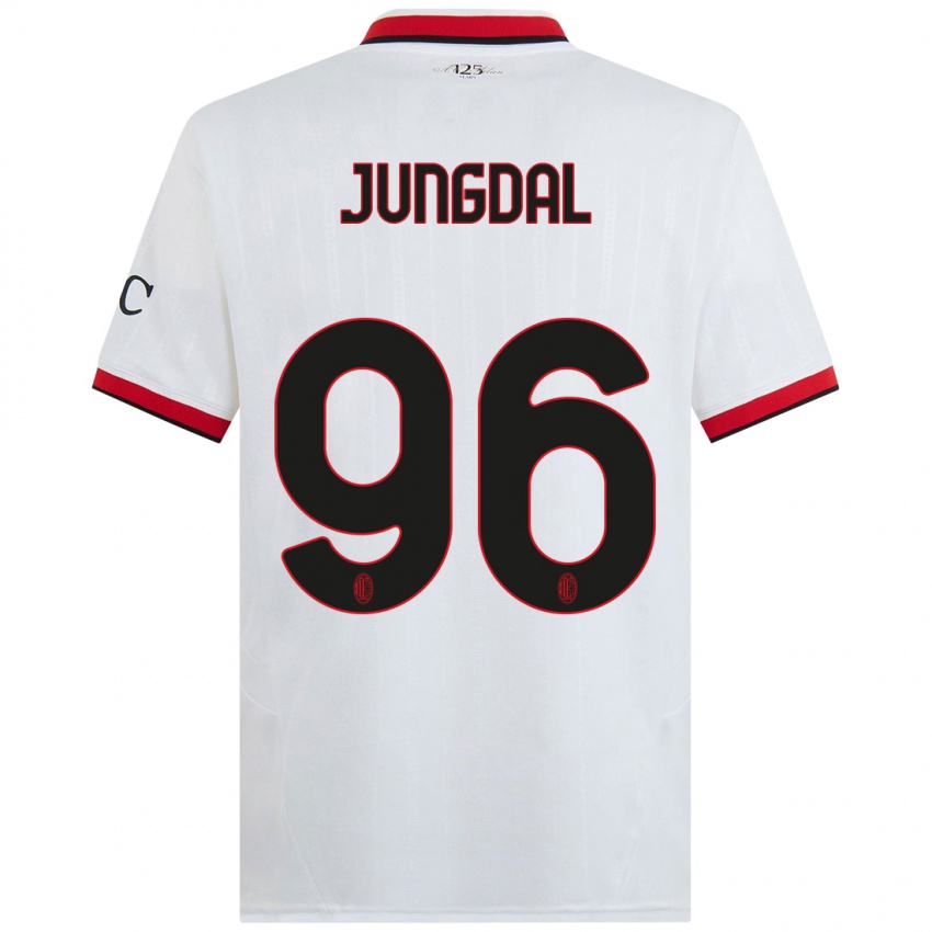 Kinderen Andreas Jungdal #96 Wit Zwart Rood Uitshirt Uittenue 2024/25 T-Shirt