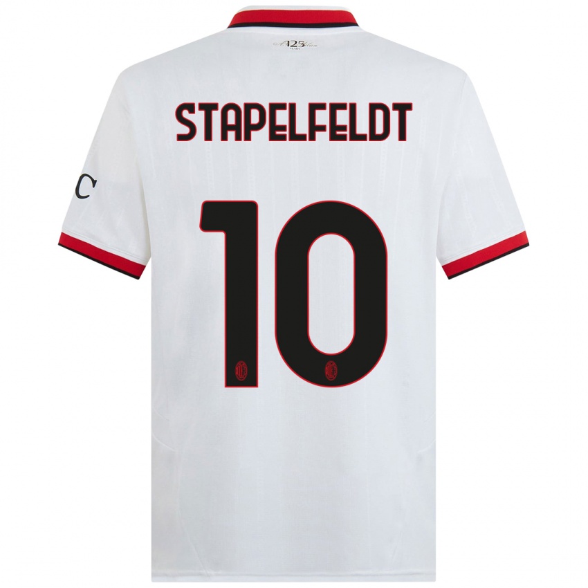 Kinderen Nina Stapelfeldt #10 Wit Zwart Rood Uitshirt Uittenue 2024/25 T-Shirt