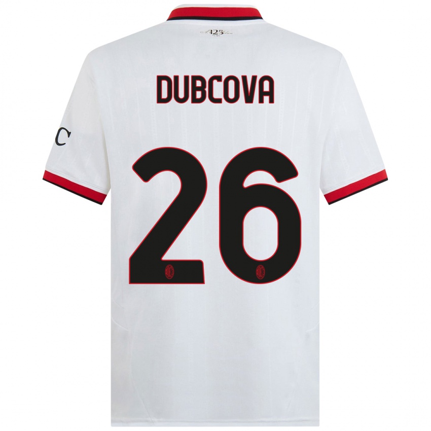 Kinderen Michaela Dubcova #26 Wit Zwart Rood Uitshirt Uittenue 2024/25 T-Shirt