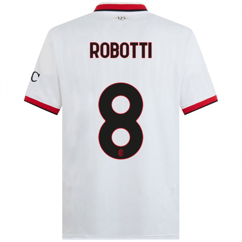 Kinderen Giovanni Robotti #8 Wit Zwart Rood Uitshirt Uittenue 2024/25 T-Shirt