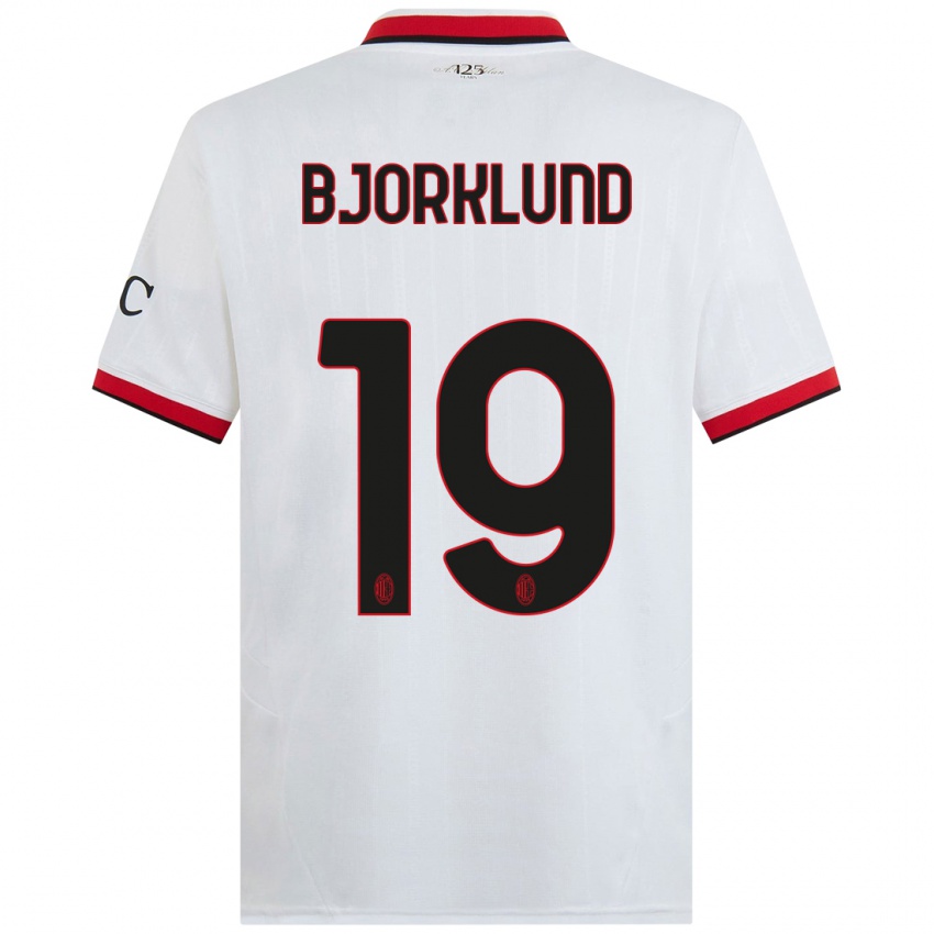 Kinderen Lukas Bjorklund #19 Wit Zwart Rood Uitshirt Uittenue 2024/25 T-Shirt