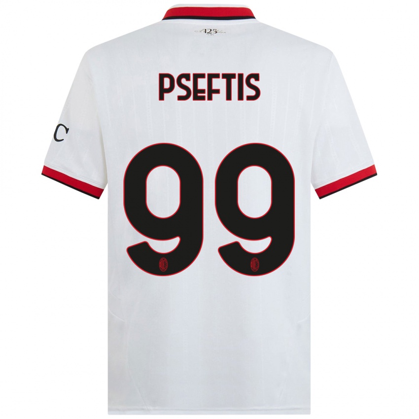 Kinderen Fotios Pseftis #99 Wit Zwart Rood Uitshirt Uittenue 2024/25 T-Shirt