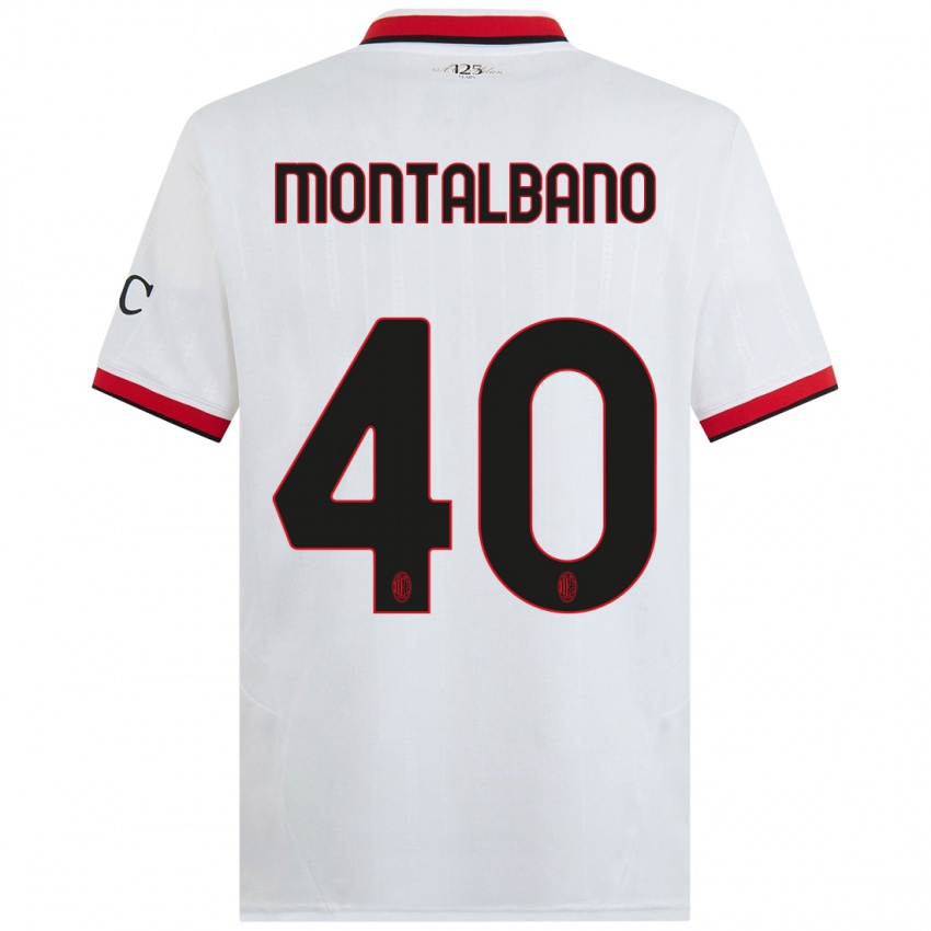 Kinderen Nicolo Montalbano #40 Wit Zwart Rood Uitshirt Uittenue 2024/25 T-Shirt