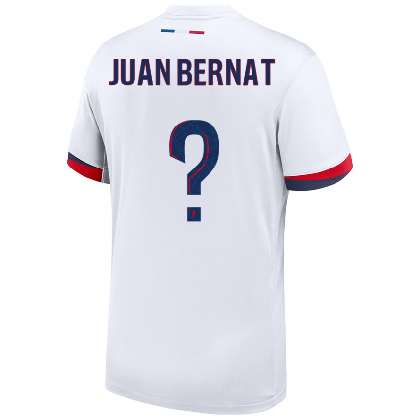 Kinderen Juan Bernat #0 Wit Blauw Rood Uitshirt Uittenue 2024/25 T-Shirt