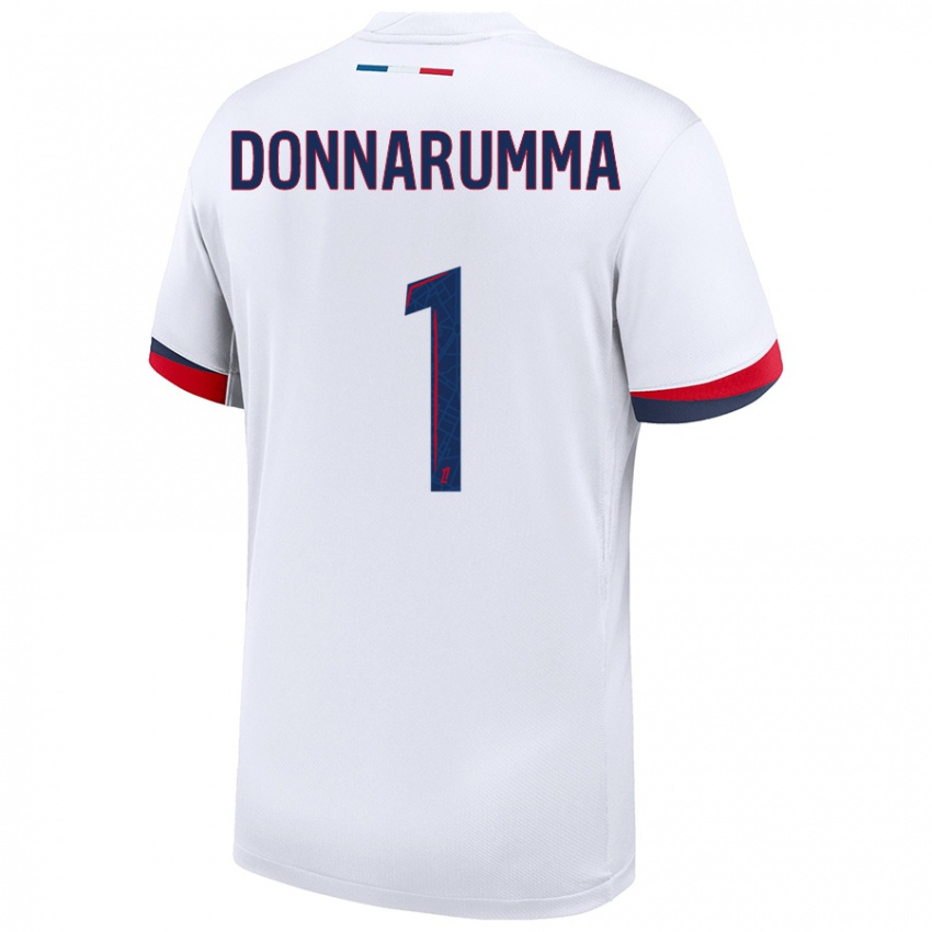 Kinderen Gianluigi Donnarumma #1 Wit Blauw Rood Uitshirt Uittenue 2024/25 T-Shirt