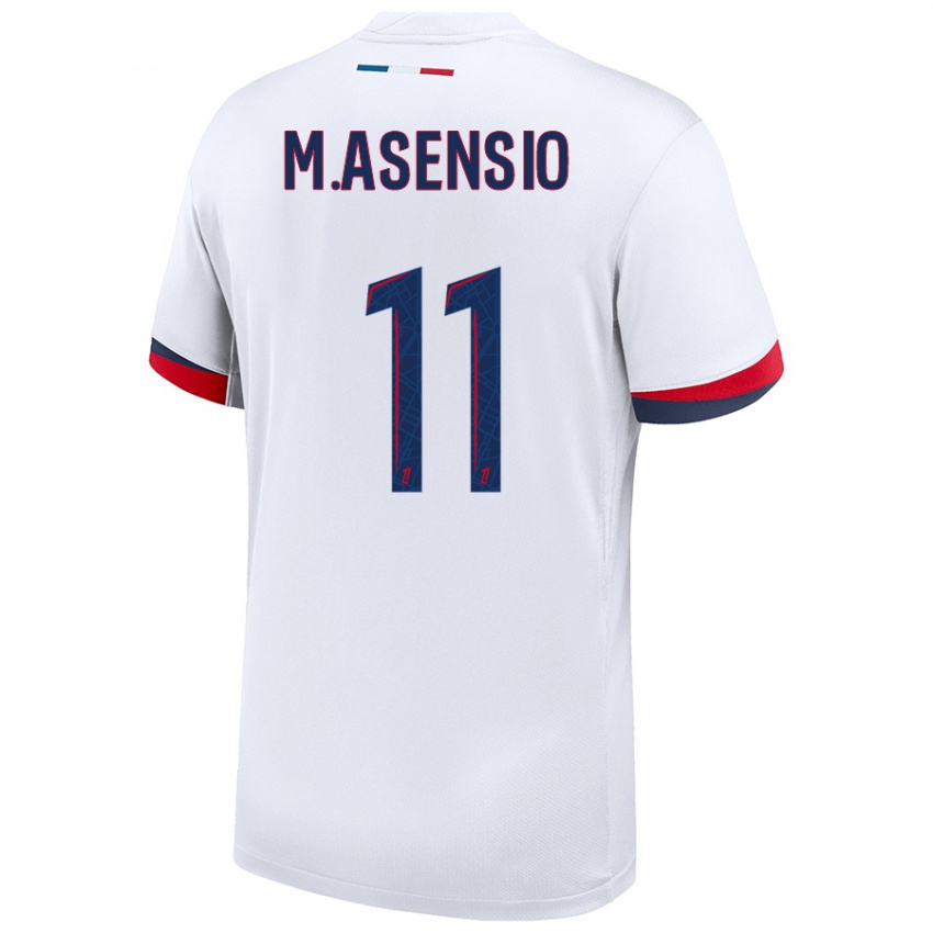 Kinderen Marco Asensio #11 Wit Blauw Rood Uitshirt Uittenue 2024/25 T-Shirt