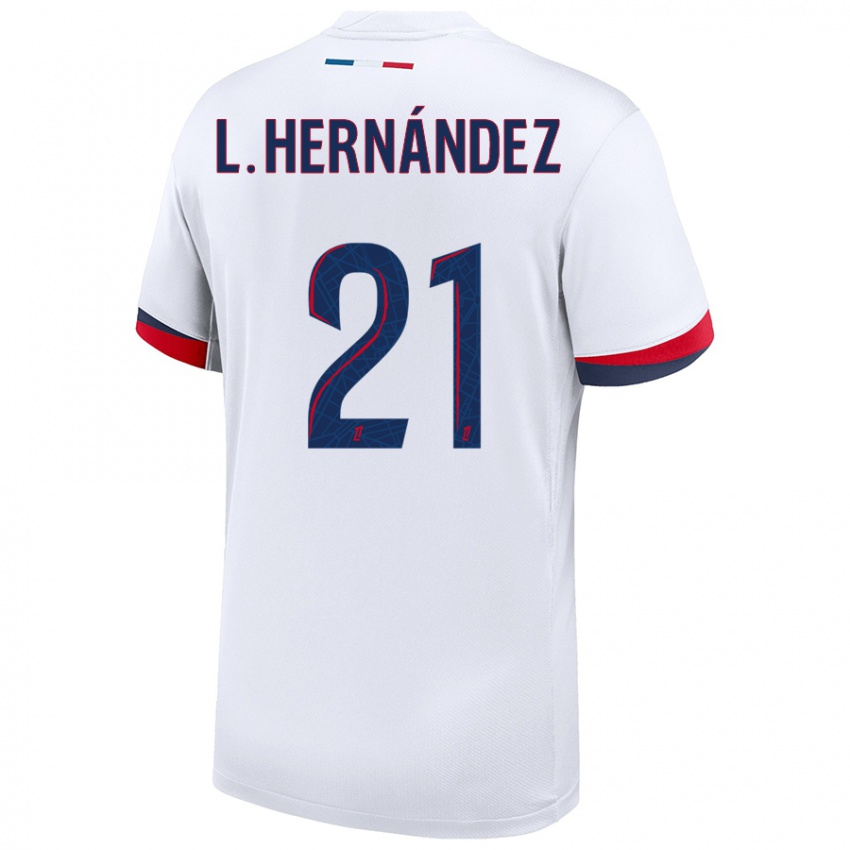 Kinderen Lucas Hernandez #21 Wit Blauw Rood Uitshirt Uittenue 2024/25 T-Shirt