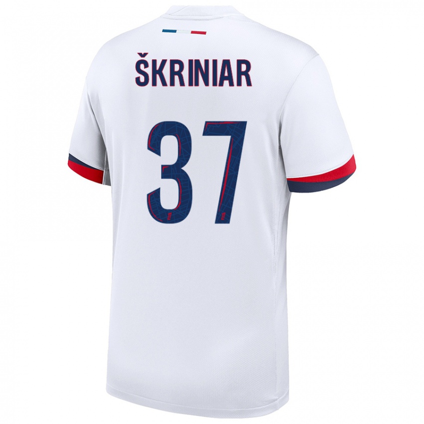 Kinderen Milan Skriniar #37 Wit Blauw Rood Uitshirt Uittenue 2024/25 T-Shirt