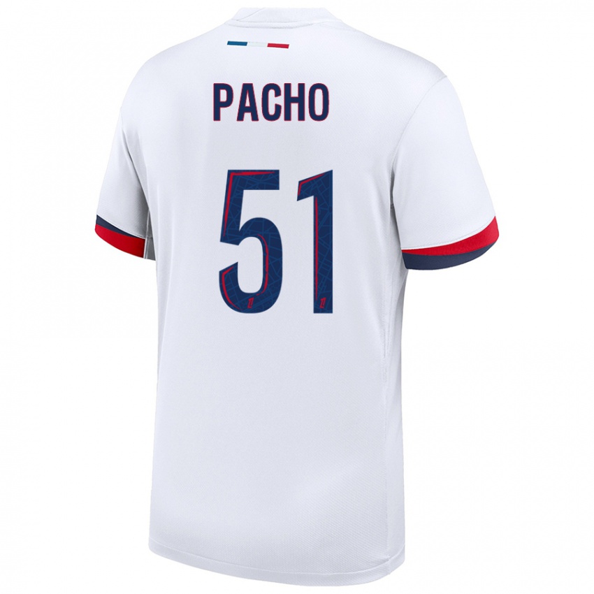 Kinderen Willian Pacho #51 Wit Blauw Rood Uitshirt Uittenue 2024/25 T-Shirt