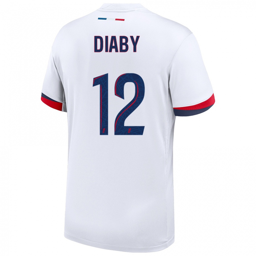 Kinderen Ibrahima Diaby #12 Wit Blauw Rood Uitshirt Uittenue 2024/25 T-Shirt