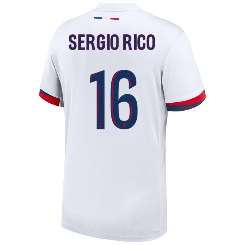 Kinderen Sergio Rico #16 Wit Blauw Rood Uitshirt Uittenue 2024/25 T-Shirt