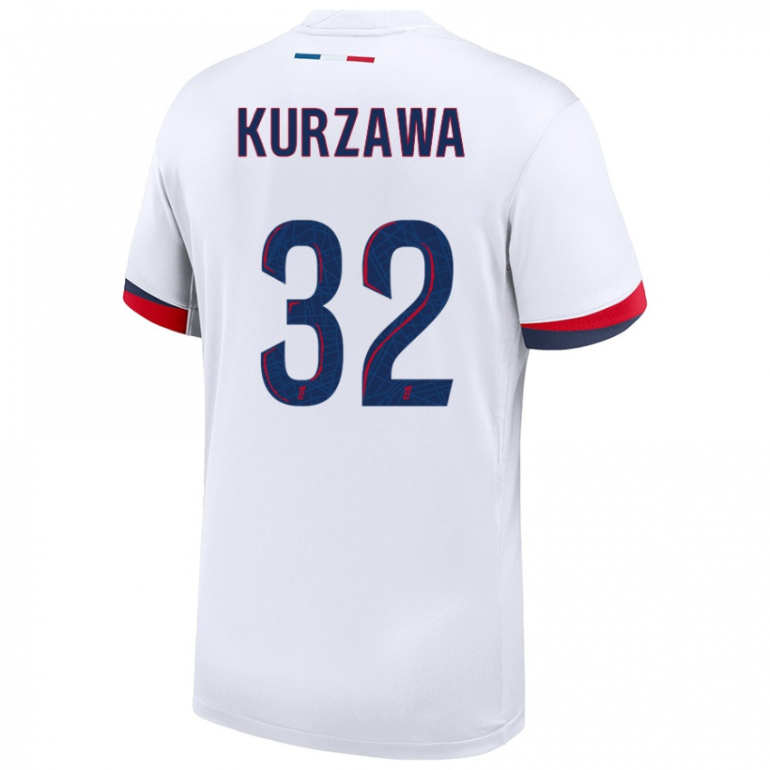 Kinderen Layvin Kurzawa #32 Wit Blauw Rood Uitshirt Uittenue 2024/25 T-Shirt