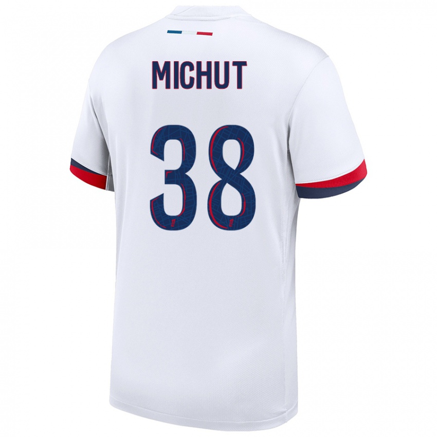 Kinderen Edouard Michut #38 Wit Blauw Rood Uitshirt Uittenue 2024/25 T-Shirt