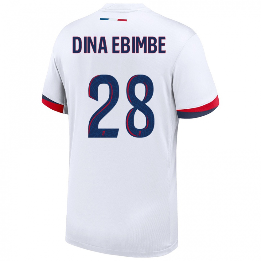 Kinderen Eric Junior Dina Ebimbe #28 Wit Blauw Rood Uitshirt Uittenue 2024/25 T-Shirt