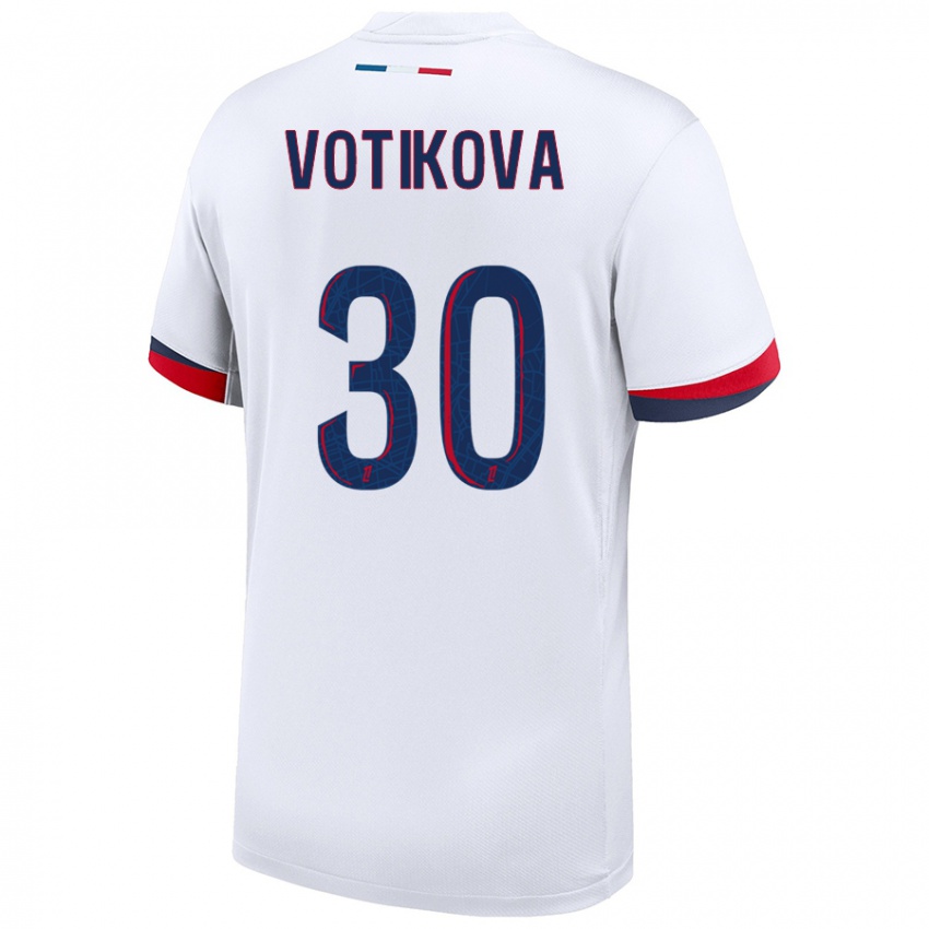 Kinderen Barbora Votikova #30 Wit Blauw Rood Uitshirt Uittenue 2024/25 T-Shirt