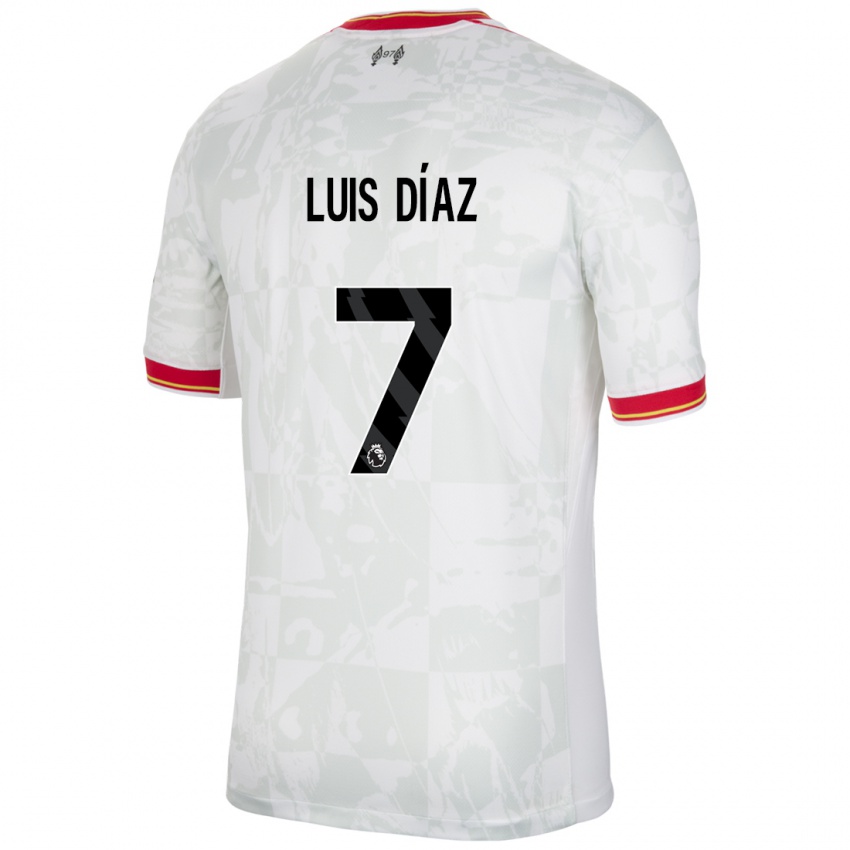 Kinderen Luis Diaz #7 Wit Rood Zwart Thuisshirt Derde Tenue 2024/25 T-Shirt