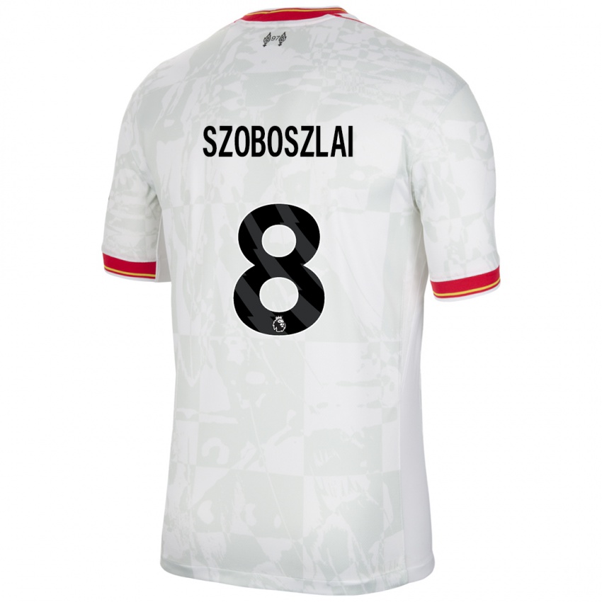 Kinderen Dominik Szoboszlai #8 Wit Rood Zwart Thuisshirt Derde Tenue 2024/25 T-Shirt