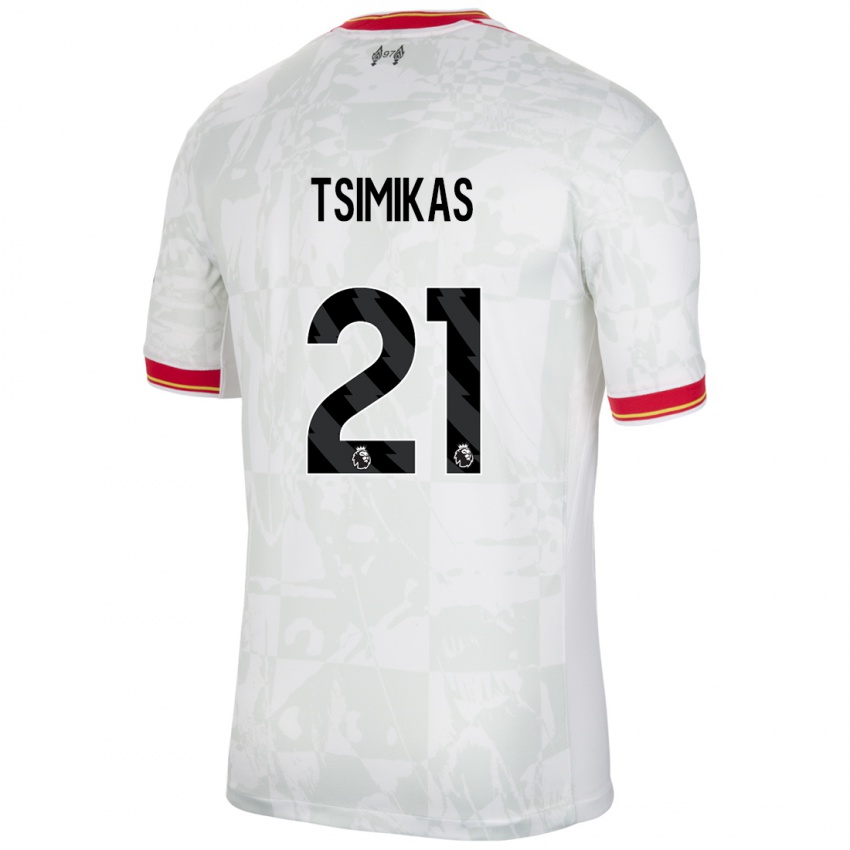 Kinderen Konstantinos Tsimikas #21 Wit Rood Zwart Thuisshirt Derde Tenue 2024/25 T-Shirt