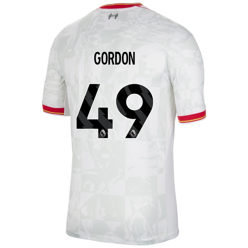 Kinderen Kaide Gordon #49 Wit Rood Zwart Thuisshirt Derde Tenue 2024/25 T-Shirt