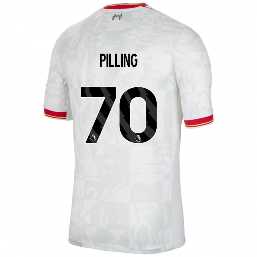 Kinderen Tommy Pilling #70 Wit Rood Zwart Thuisshirt Derde Tenue 2024/25 T-Shirt