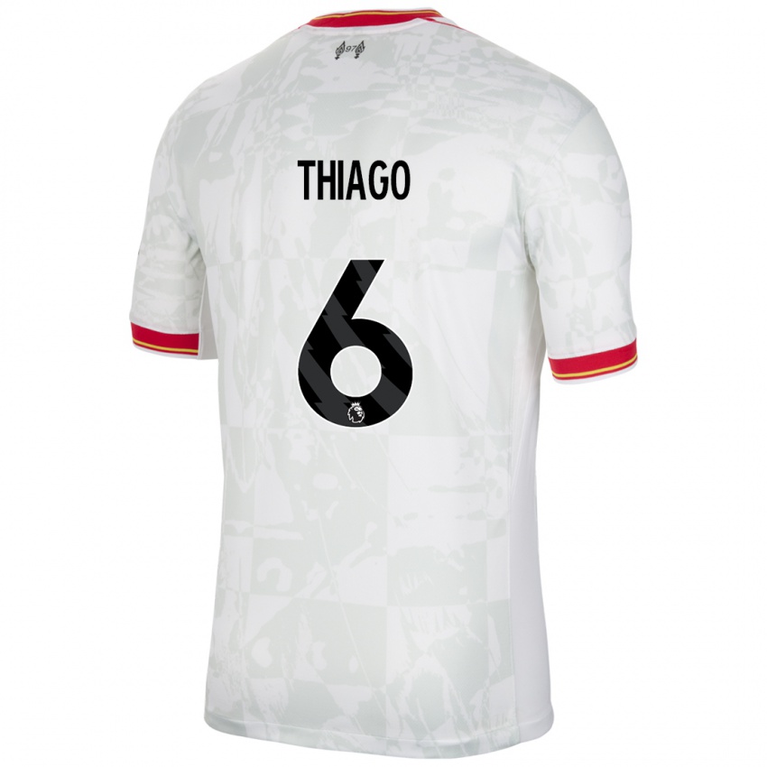 Kinderen Thiago #6 Wit Rood Zwart Thuisshirt Derde Tenue 2024/25 T-Shirt