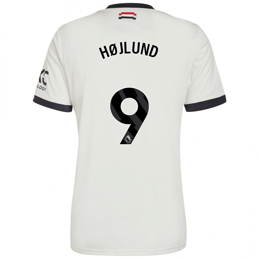 Kinderen Rasmus Højlund #9 Gebroken Wit Thuisshirt Derde Tenue 2024/25 T-Shirt