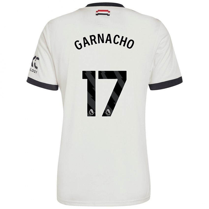 Kinderen Alejandro Garnacho #17 Gebroken Wit Thuisshirt Derde Tenue 2024/25 T-Shirt