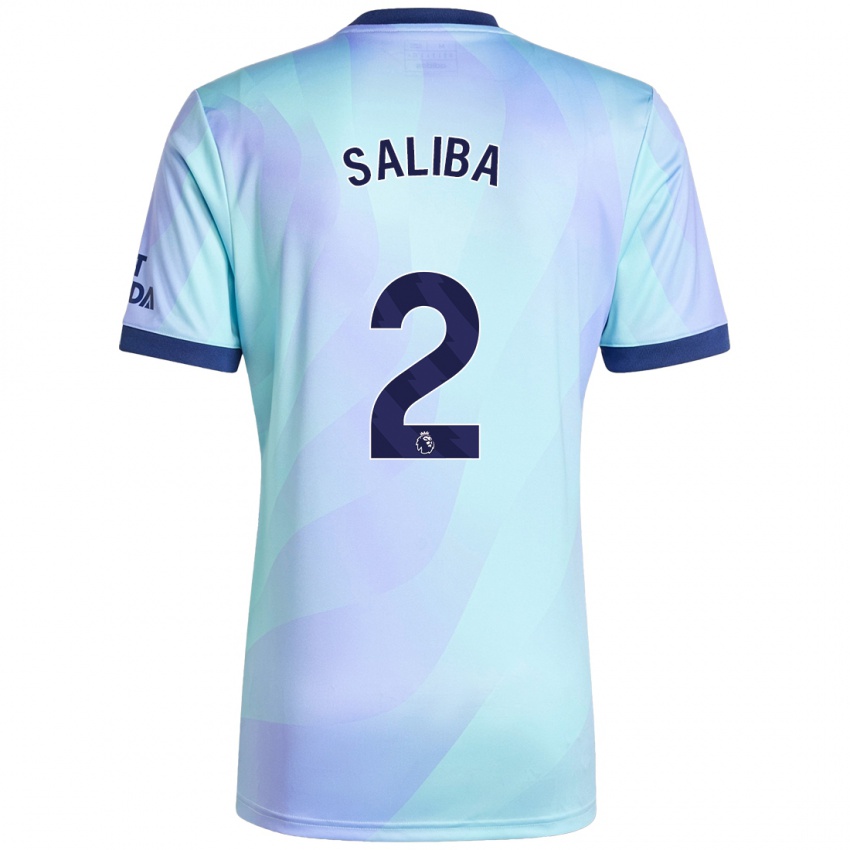 Kinderen William Saliba #2 Aqua Thuisshirt Derde Tenue 2024/25 T-Shirt