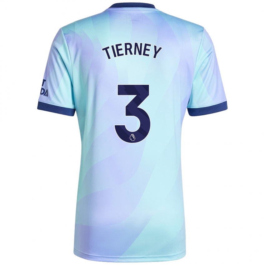 Kinderen Kieran Tierney #3 Aqua Thuisshirt Derde Tenue 2024/25 T-Shirt