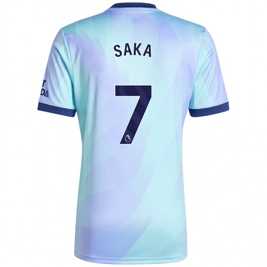 Kinderen Bukayo Saka #7 Aqua Thuisshirt Derde Tenue 2024/25 T-Shirt