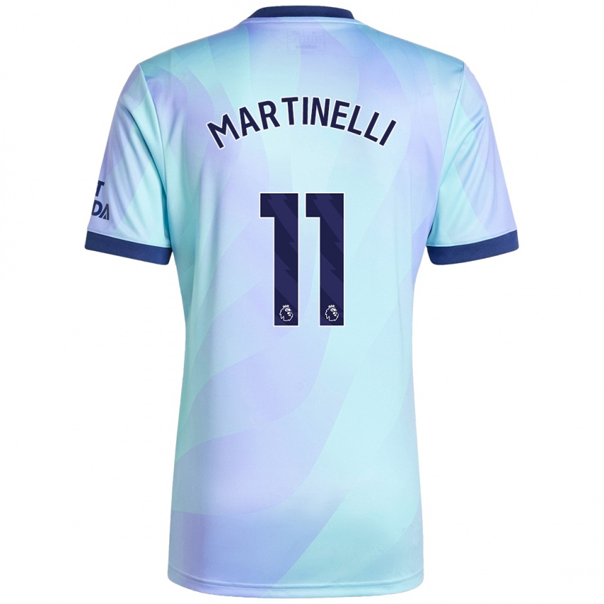 Kinderen Gabriel Martinelli #11 Aqua Thuisshirt Derde Tenue 2024/25 T-Shirt